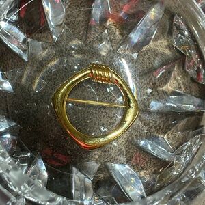 Monet Gold-Tone Circle Brooch With Rope Look